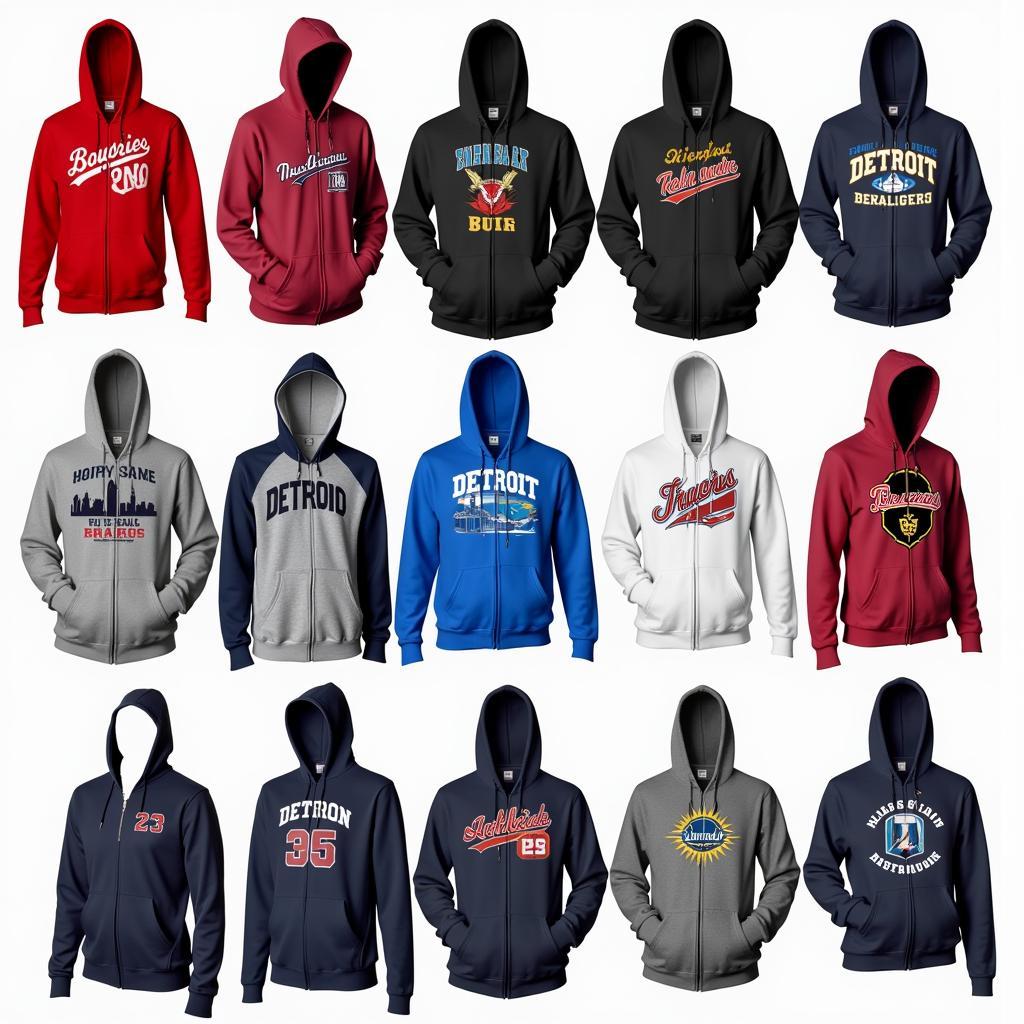 Various Detroit Michigan Hoodie Styles