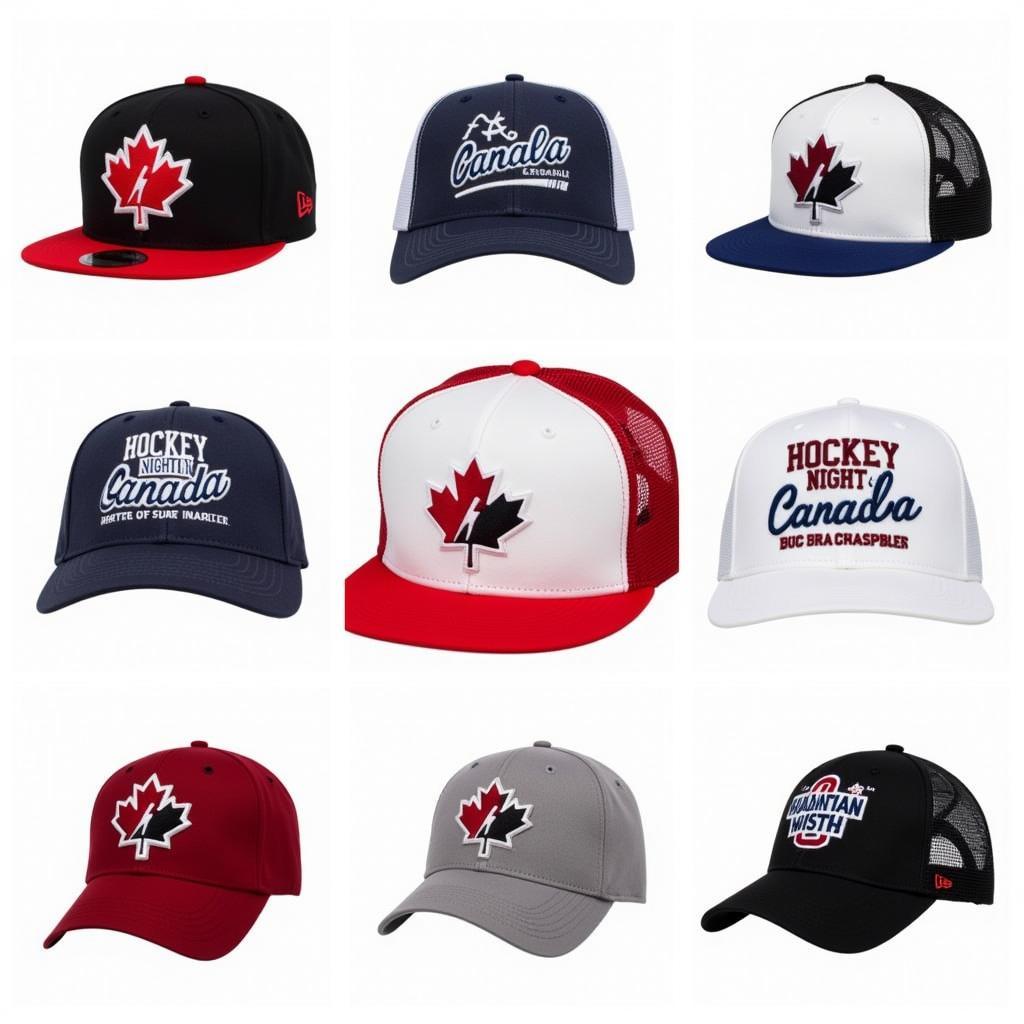 Various Styles of Hockey Night in Canada Hats