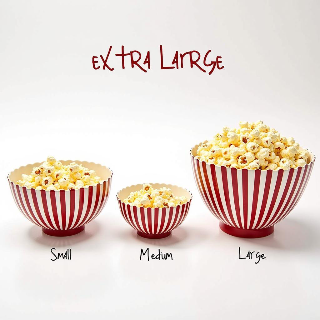 Comparison of different sizes of extra large popcorn bowls