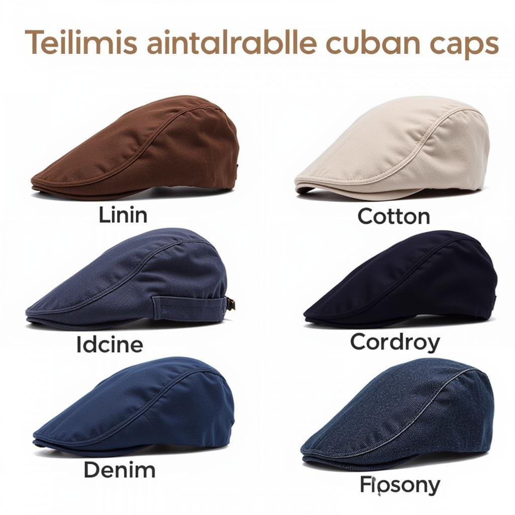 Various cuban cap designs displayed on a table