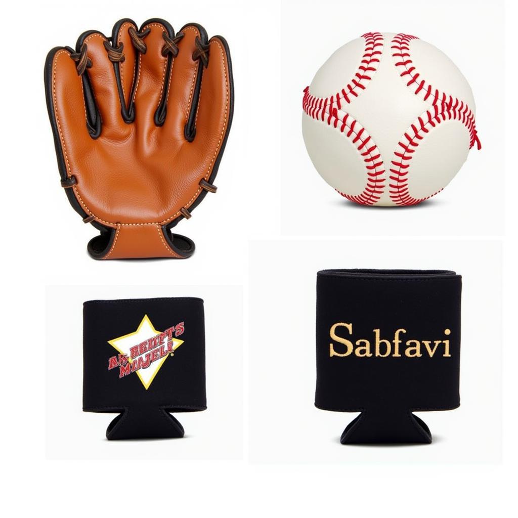 Various types of baseball glove koozies showcasing different materials and designs