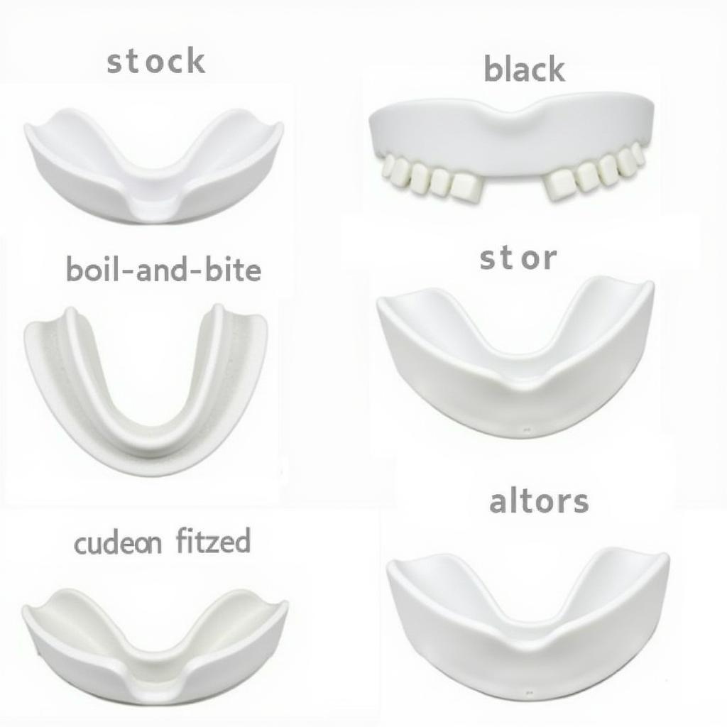 Variety of white football mouth guards displayed