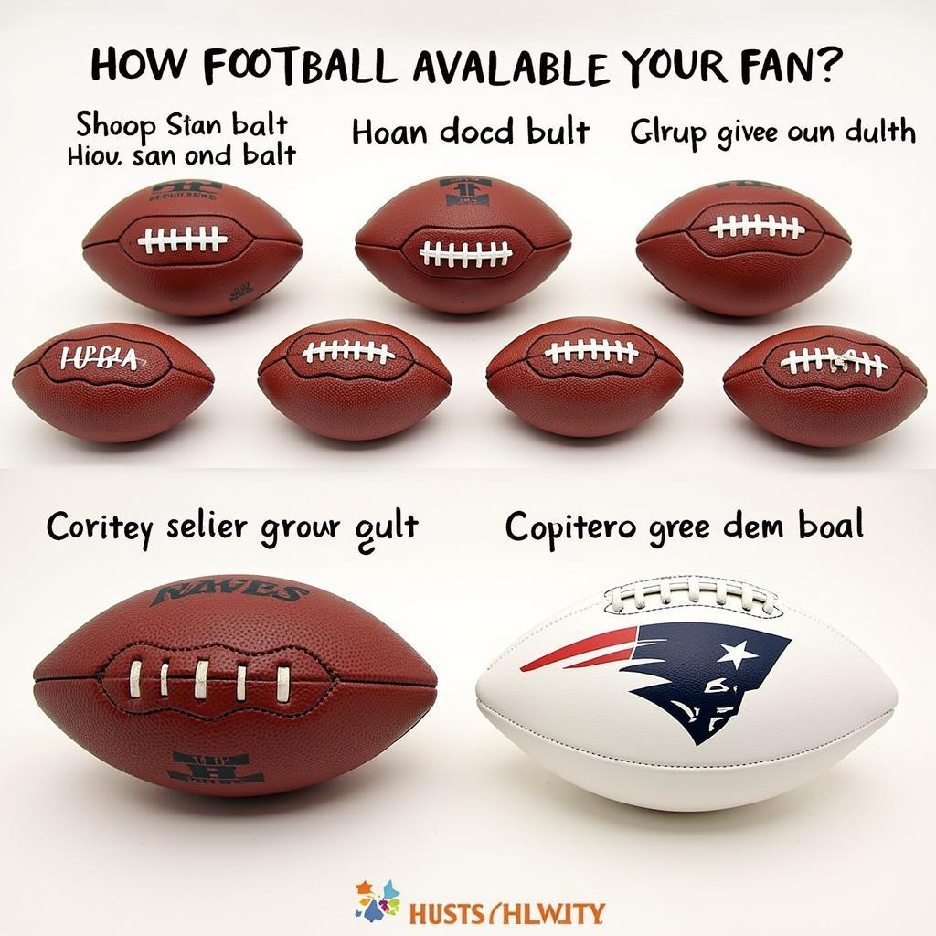 Variety of small footballs for throwing and collecting