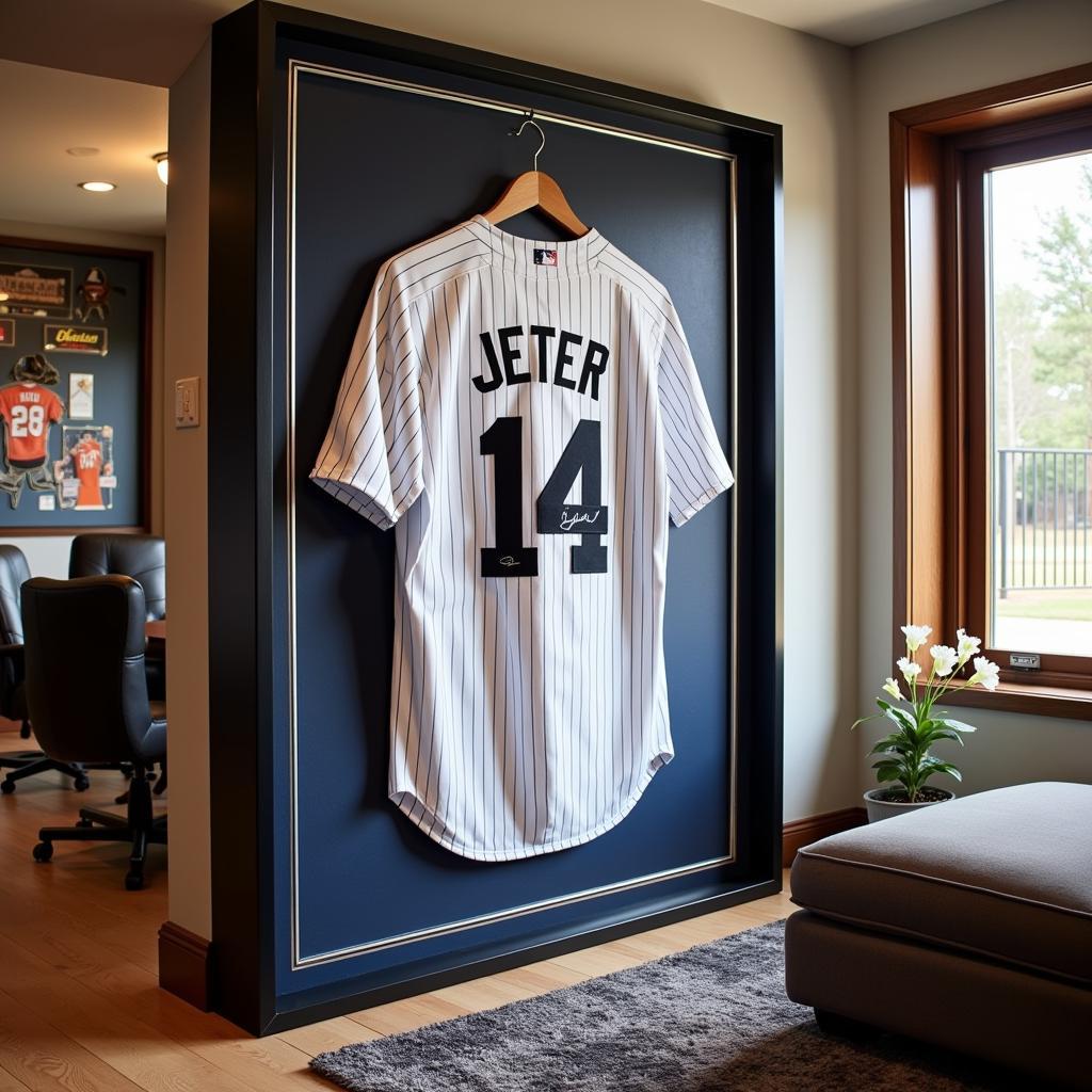 Displaying a Derek Jeter Signed Jersey Framed