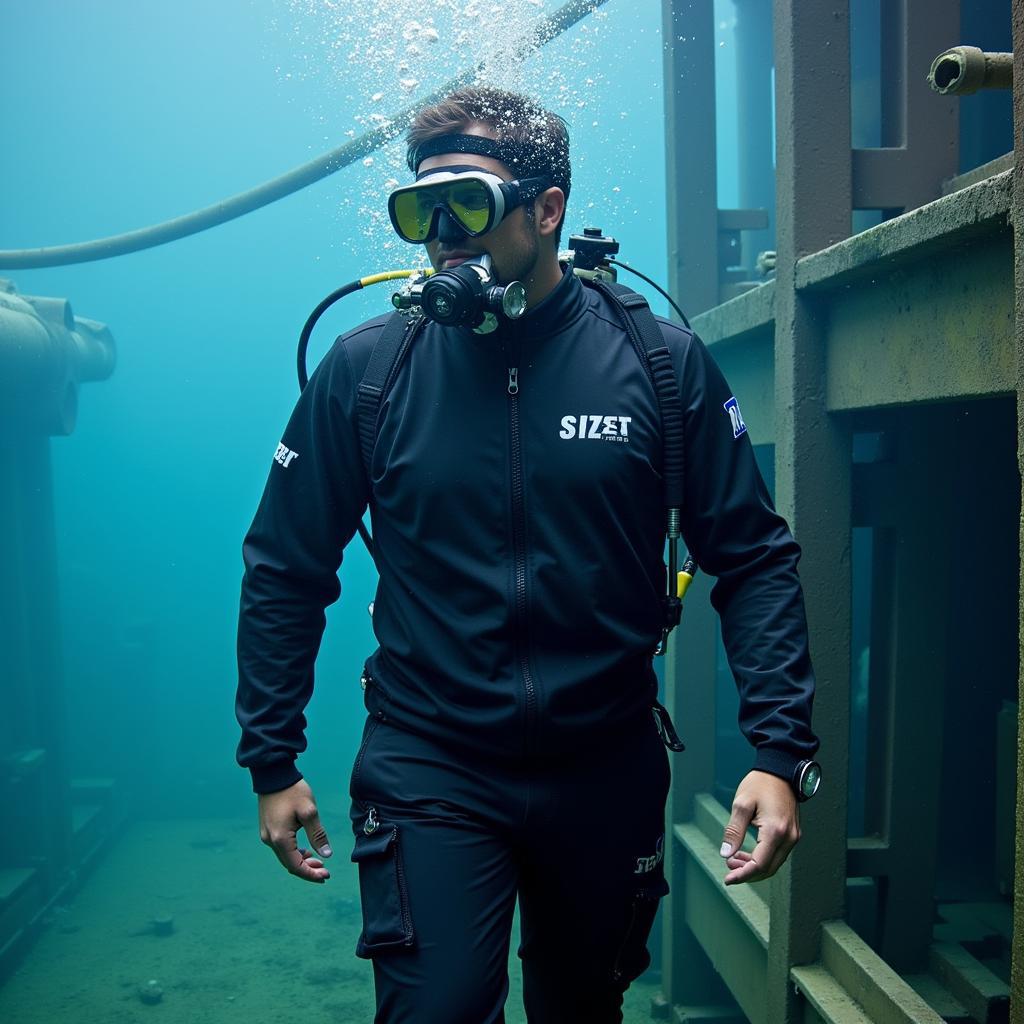 Commercial Diver Wearing a Diving Shirt