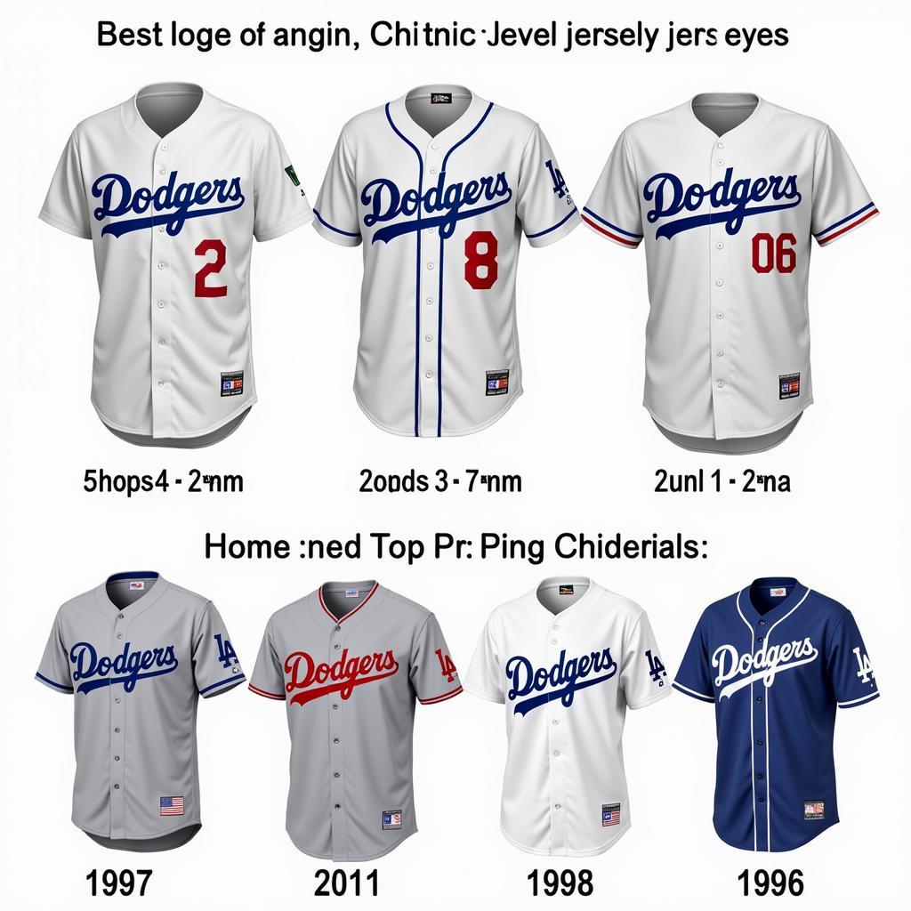 A historical overview of Dodgers baseball jerseys, showcasing their evolution through the years