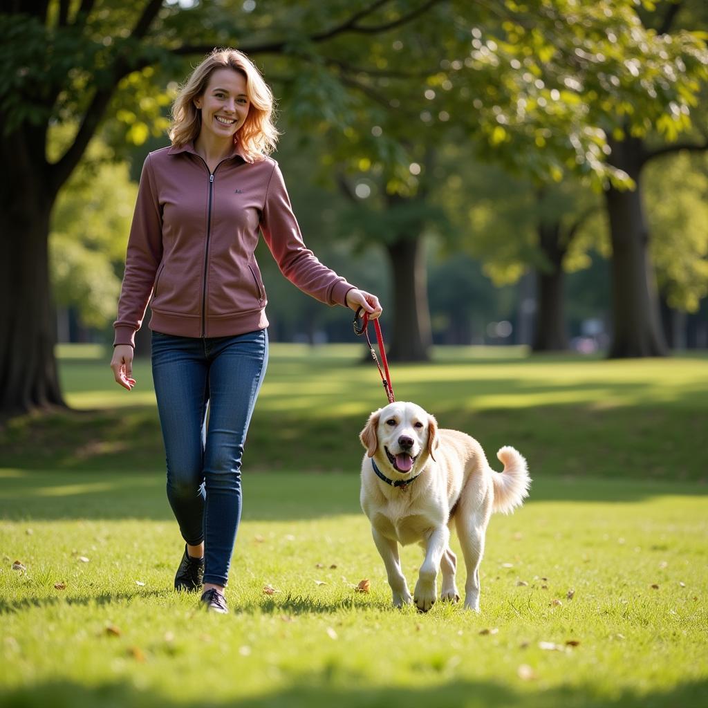 Dog Owner Walking in Park