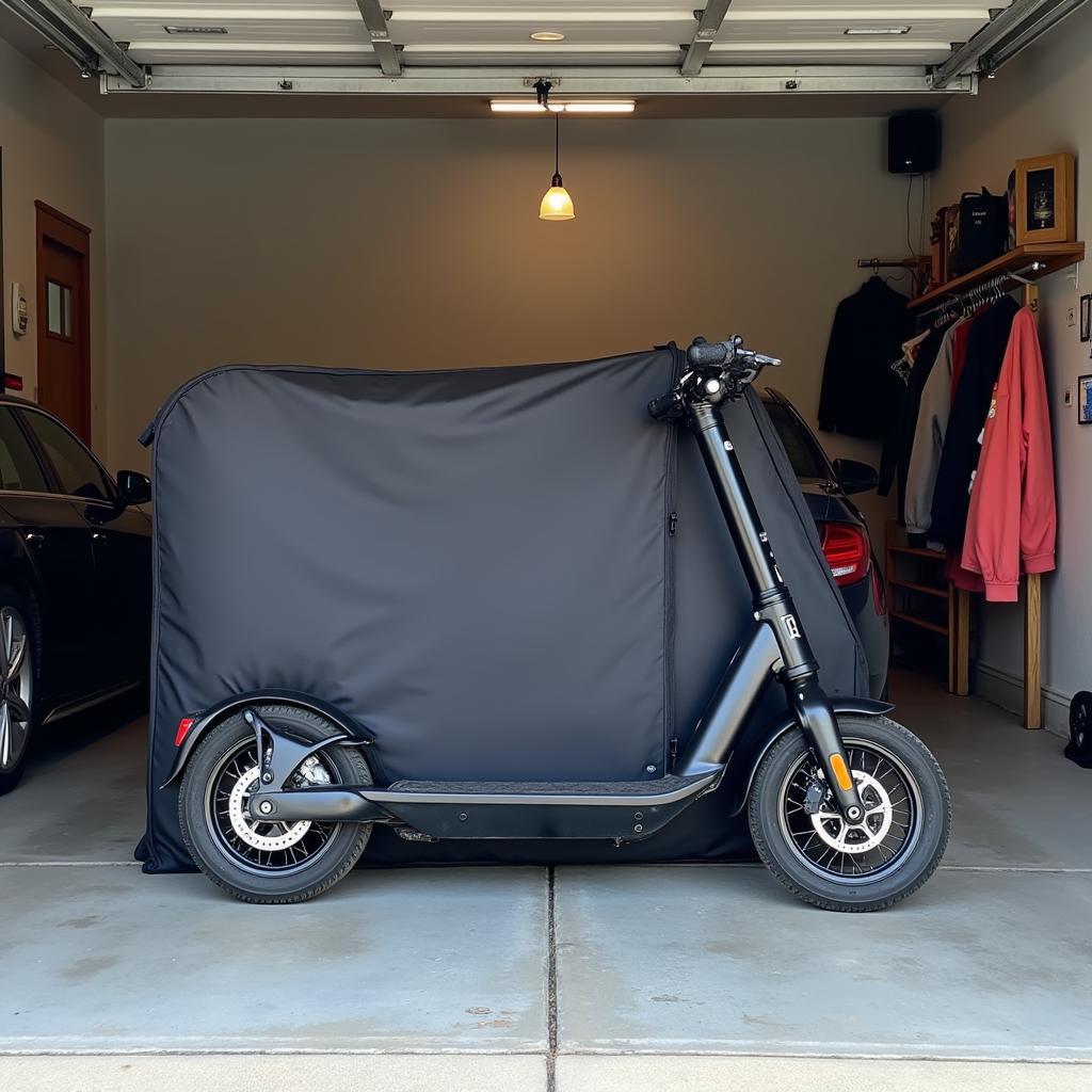 E Scooter in Storage Bag for Long Term Storage