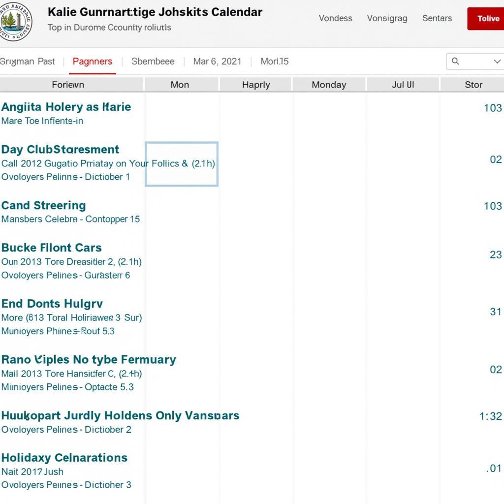 East Aurora Country Club Calendar of Events