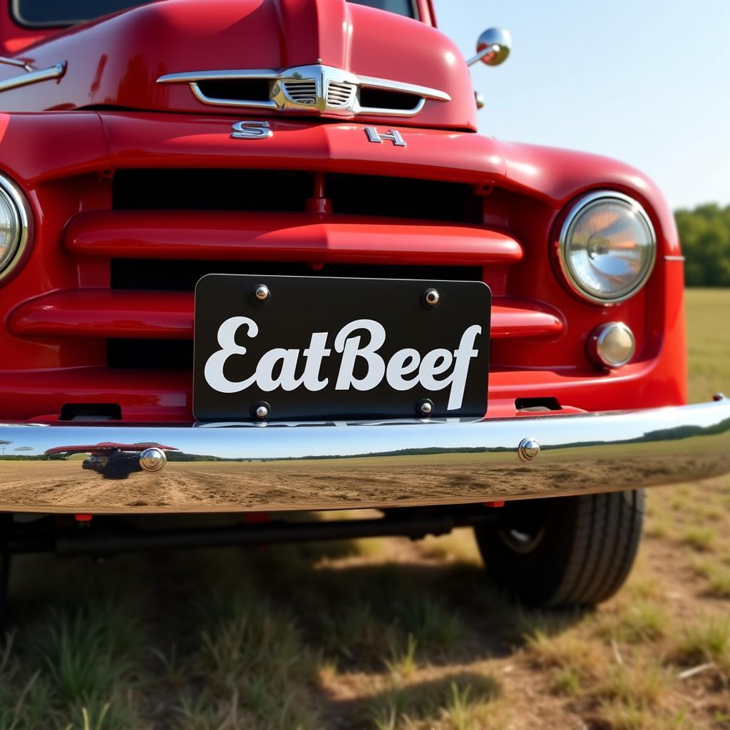 Eat Beef License Plate on a Pickup Truck