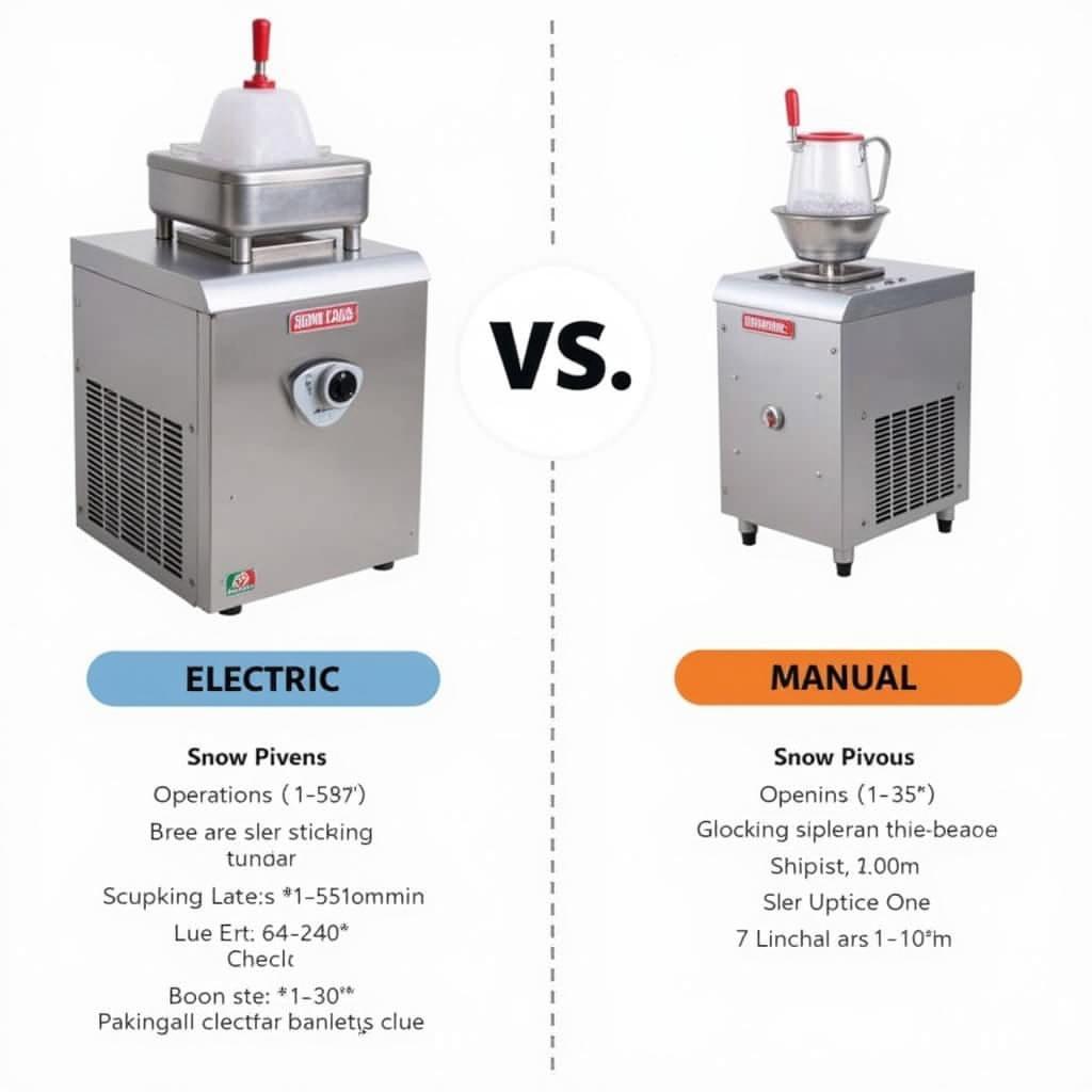 Electric vs. manual shaved ice machines, comparing their features and benefits.