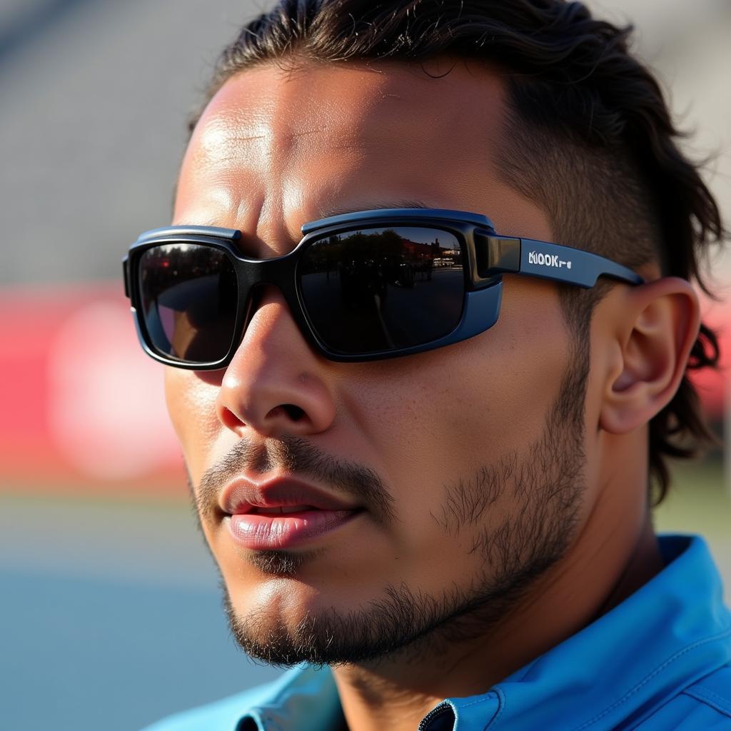 Elly De La Cruz wearing his 100% sunglasses while playing on the field