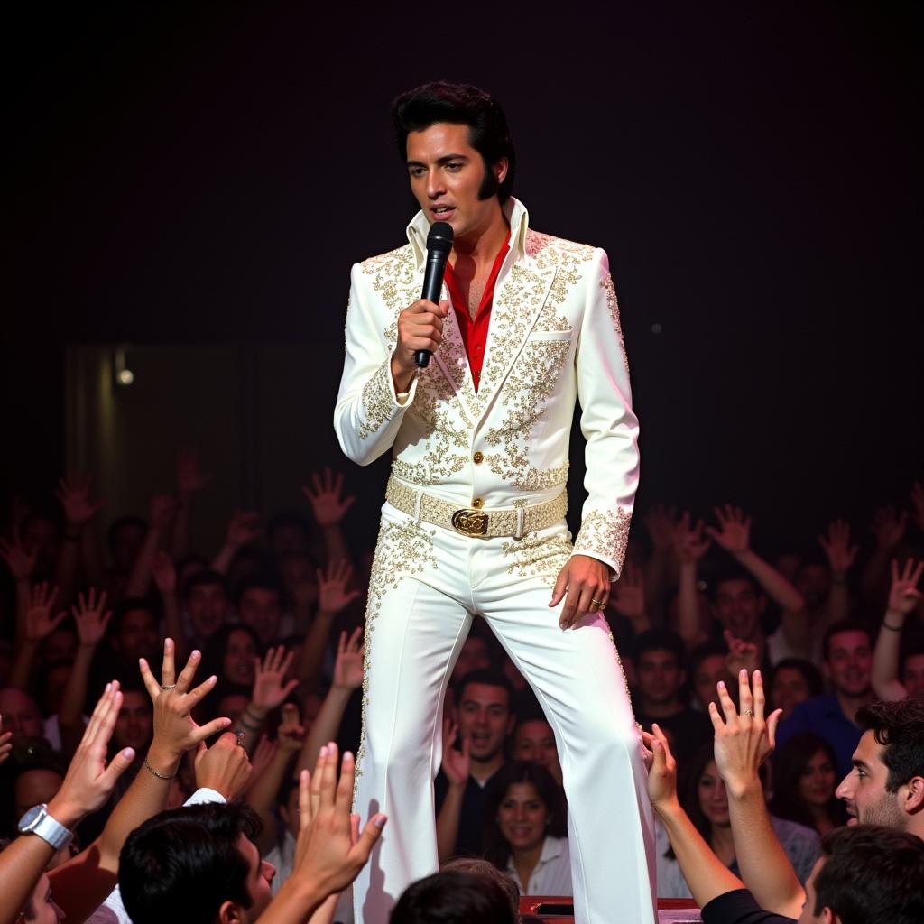 Elvis Presley performing in Las Vegas