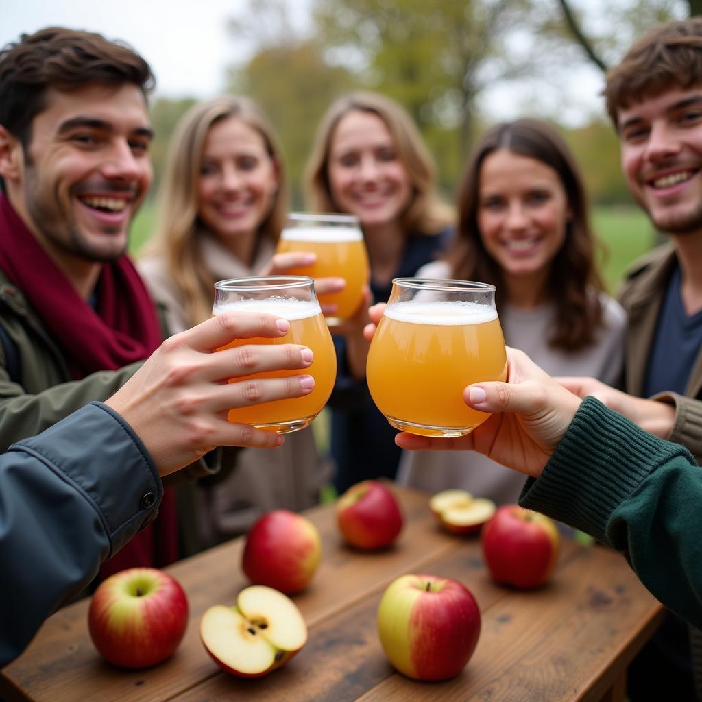 Enjoying Freshly Pressed Apple Cider