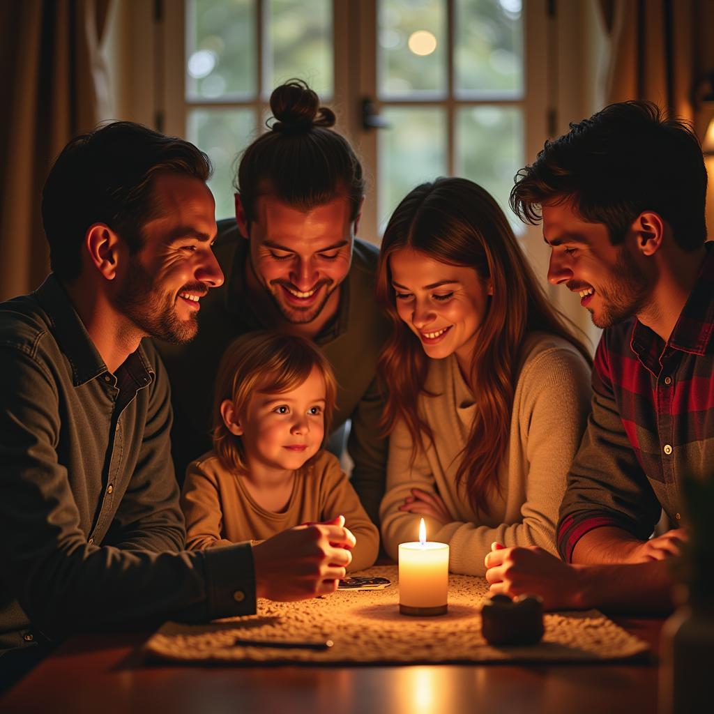 Family sharing stories and memories of a loved one