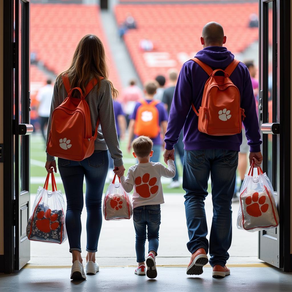 Family with Clear Bags at Clemson Stadium