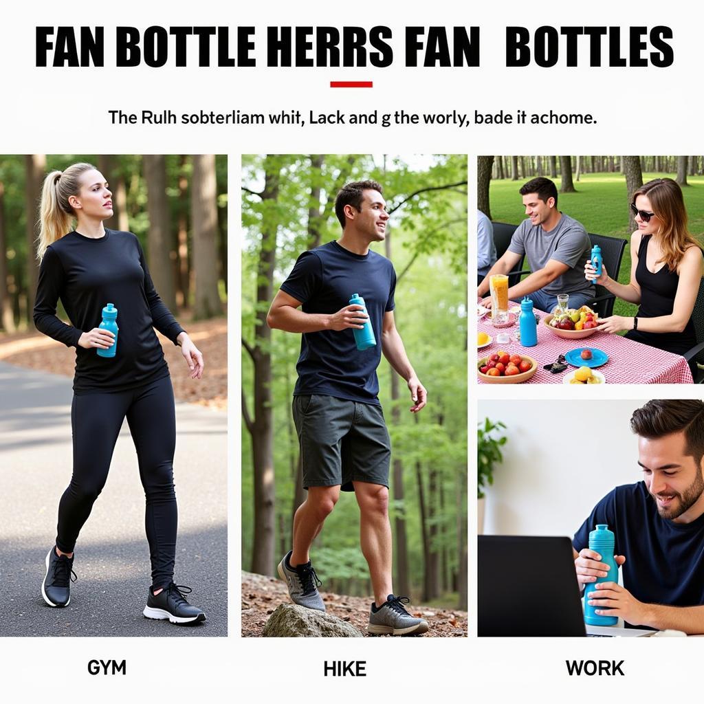 People using fan bottles in different settings