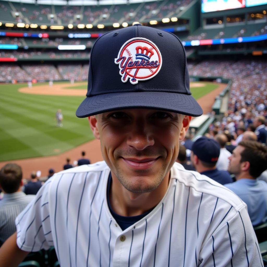 Fan Wearing a 1998 Yankees World Series Hat at a Game