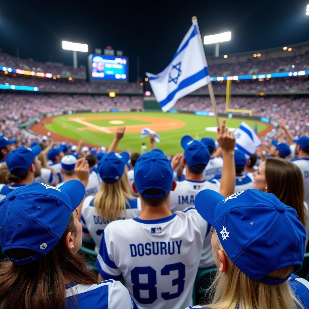 Fans Showing Support with Israeli Baseball Team Hats