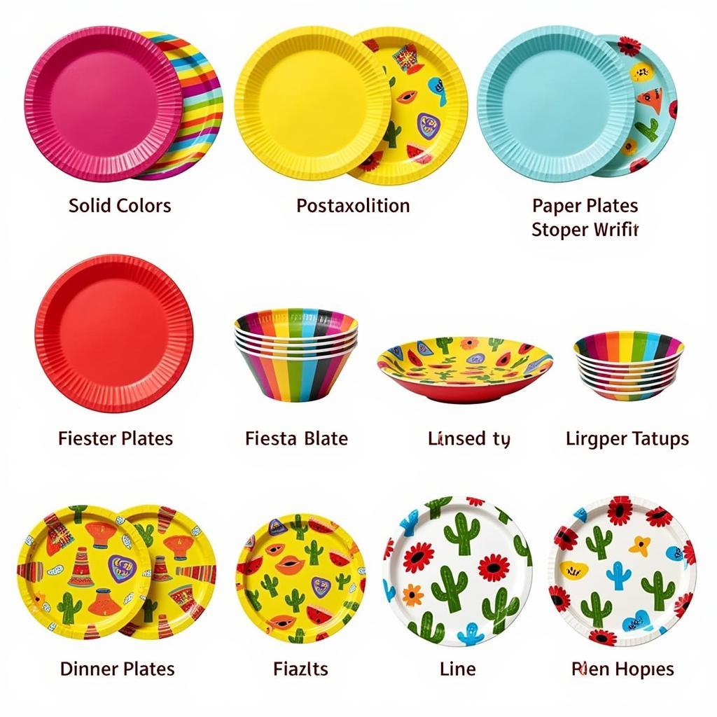 Variety of Fiesta Paper Plates