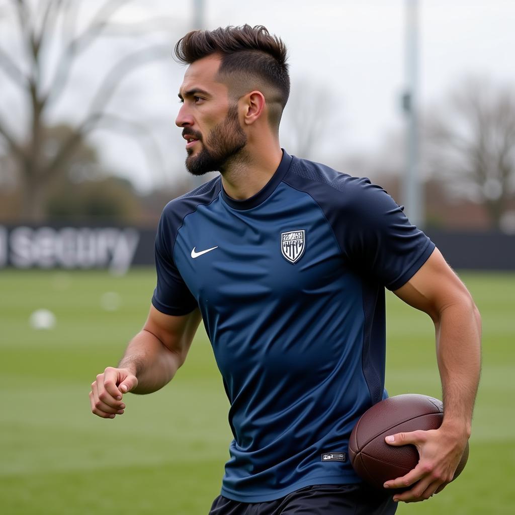 Football Player Utilizing Pacemaker Shirt During Training