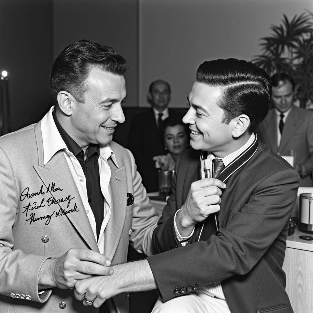 Frank Sinatra with a fan, signed photo