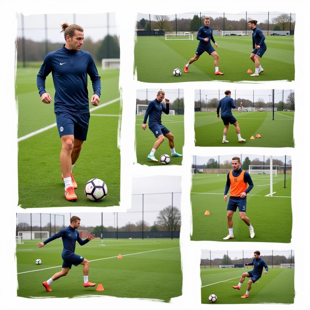 Frenkie de Jong practicing various training drills to enhance his skills