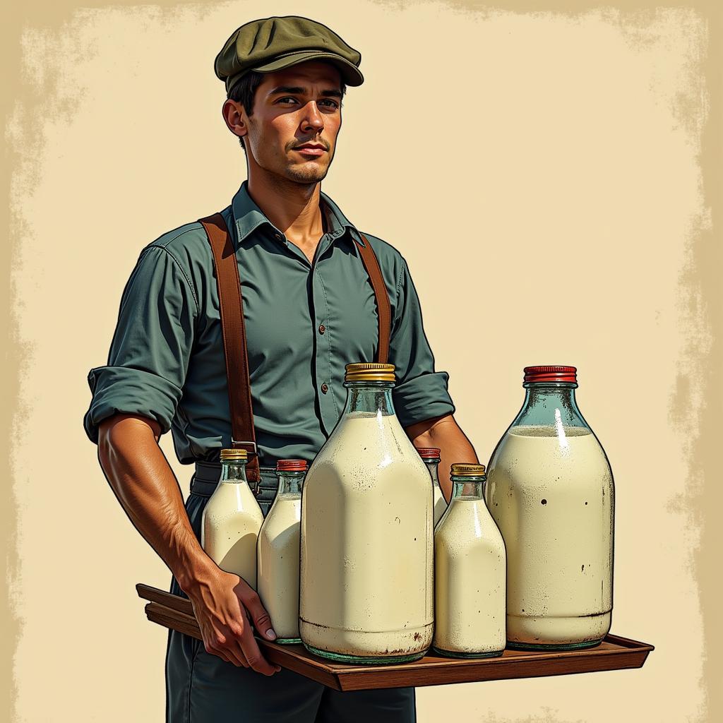 Vintage Milk Delivery with Gallon Glass Bottles