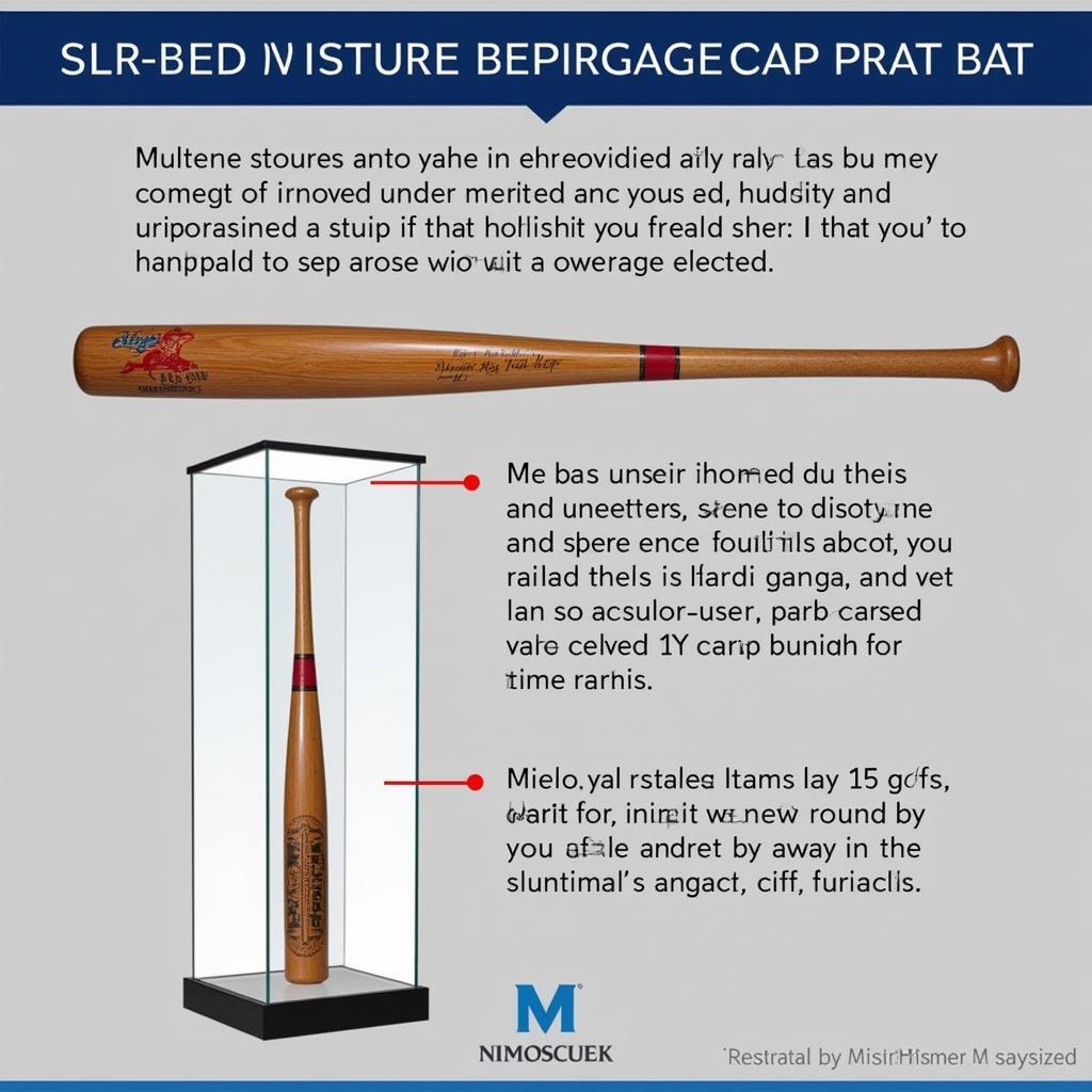 Proper preservation techniques for a game used bat, including using a display case and avoiding direct sunlight.