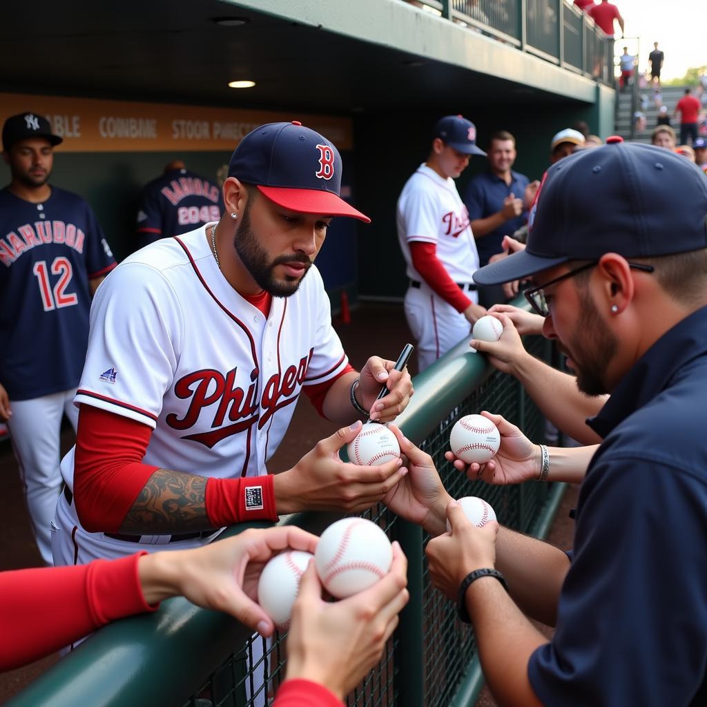 Gary Sanchez Signing Baseballs for Fans