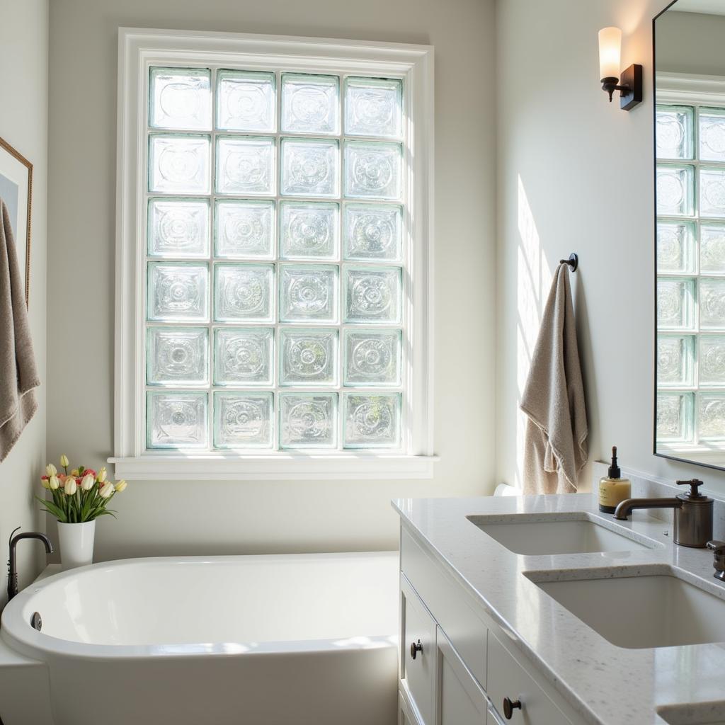 Glass Block Window Fan in a Bathroom Setting