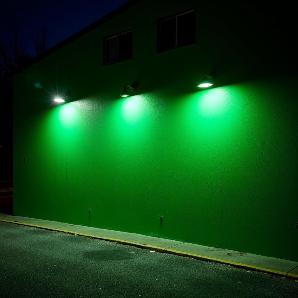 The Green Monster at Fenway Park illuminated during a night game.