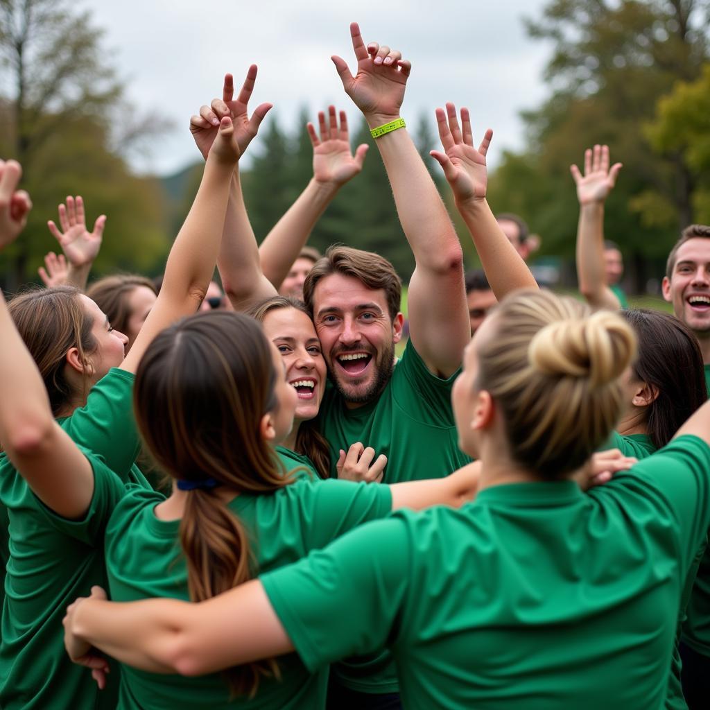 Green Team Celebrating Victory