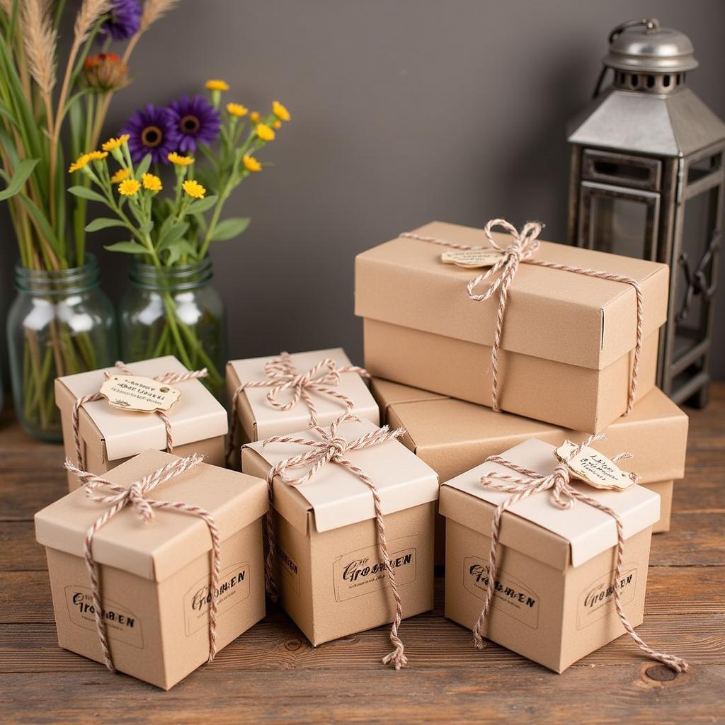 Groomsmen Gift Box Set Display with Rustic Theme