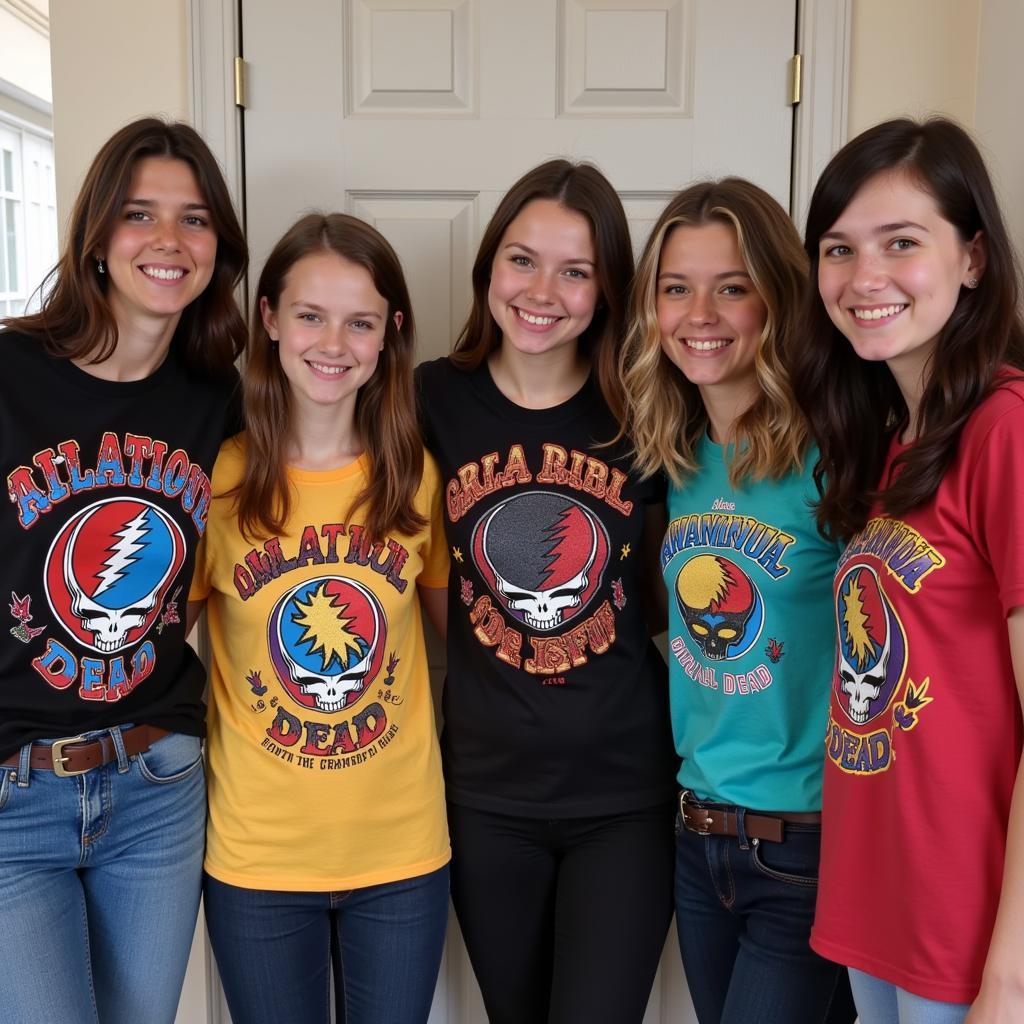 Group of Friends Wearing Youth Grateful Dead T-Shirts