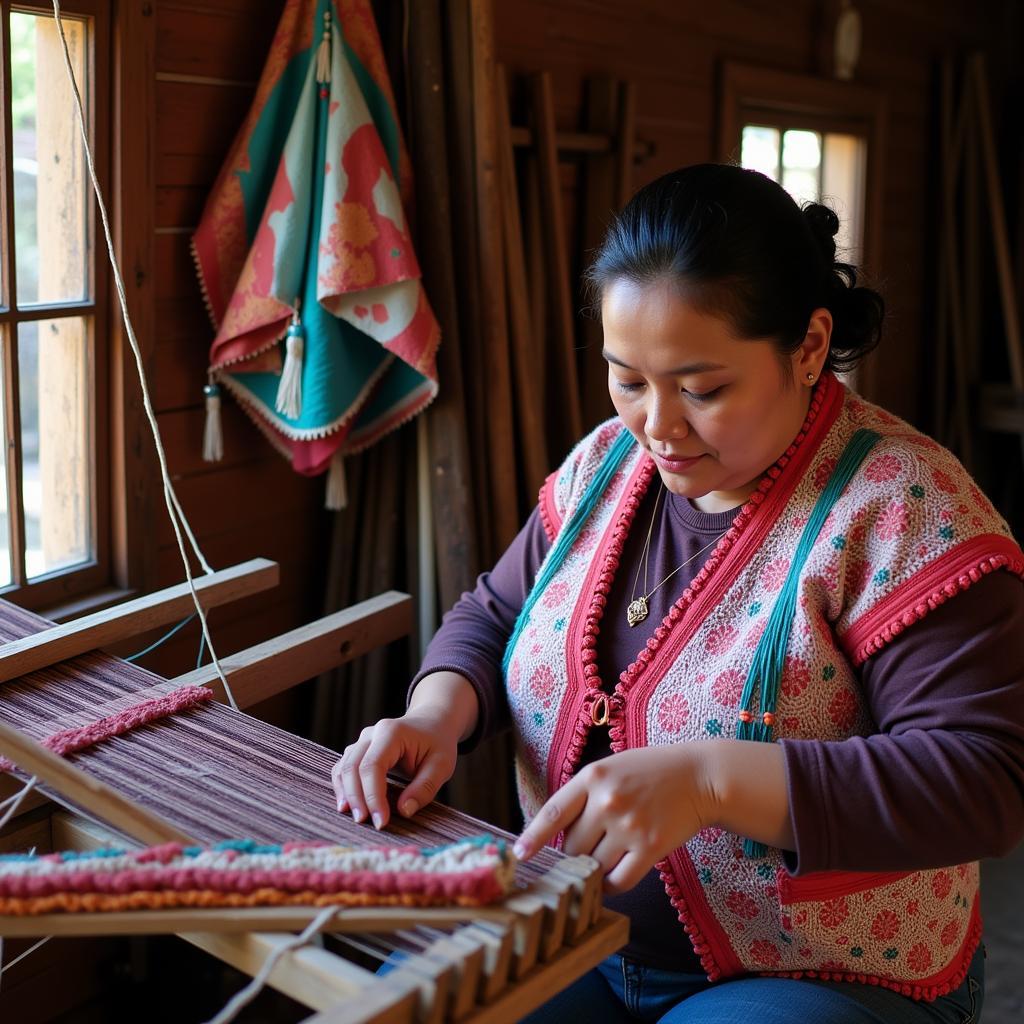 Guatemalan Artisan Weaving a Vest