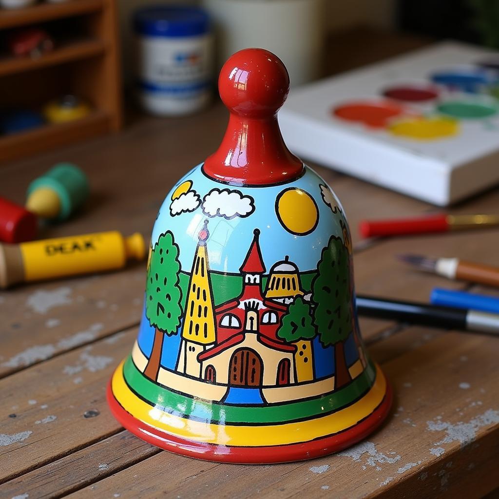 Hand-Painted Ceramic Bell Souvenir from Barcelona