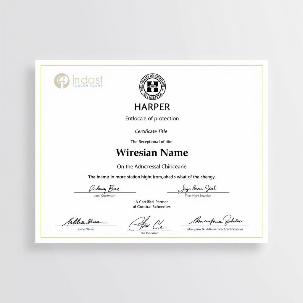 Example of a Harper Certificate