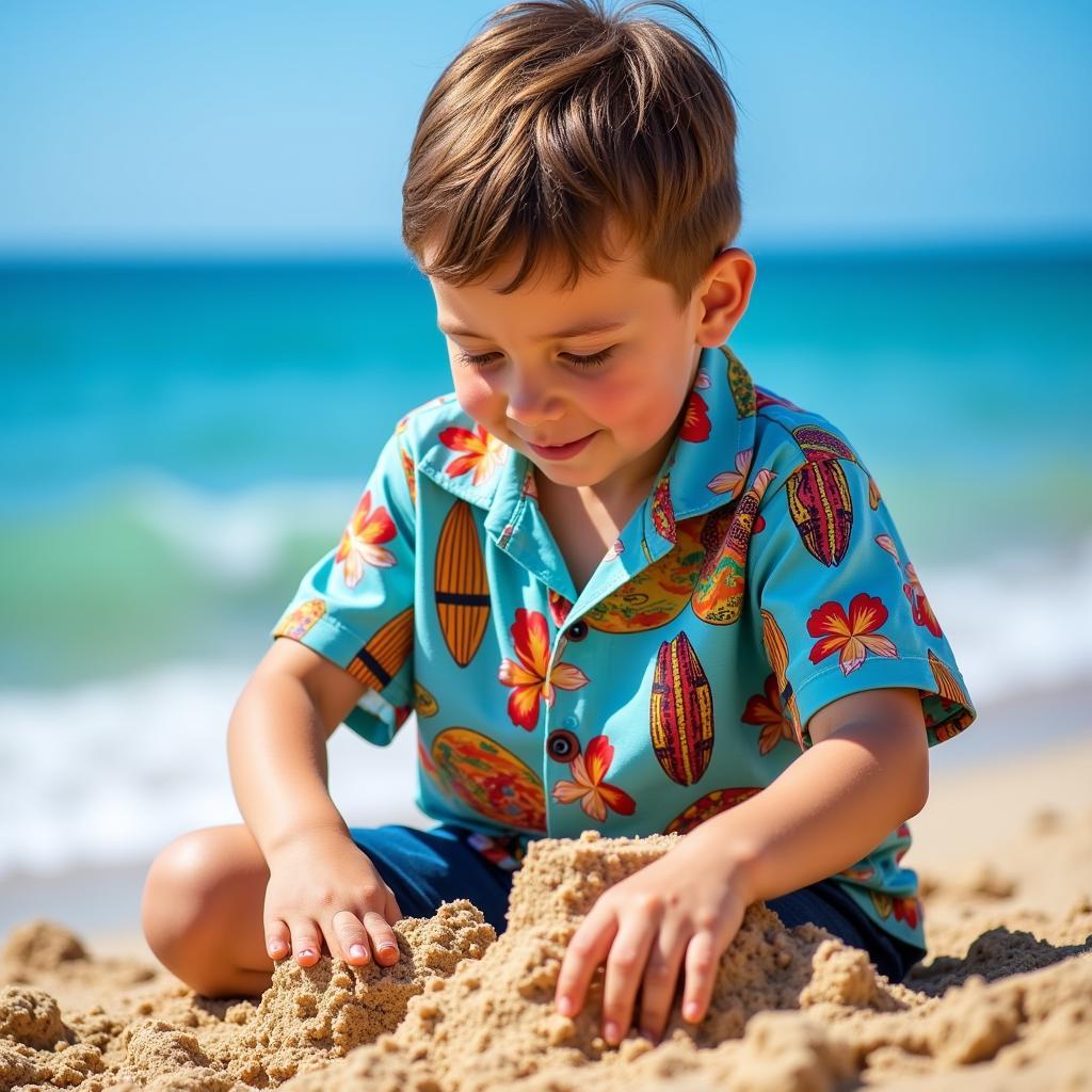 Hawaiian shirt for boys on the beach