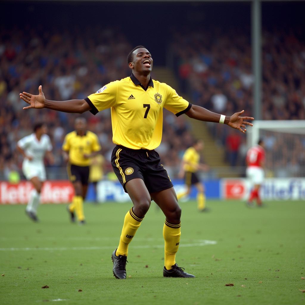 Herbert Perry celebrating a significant goal