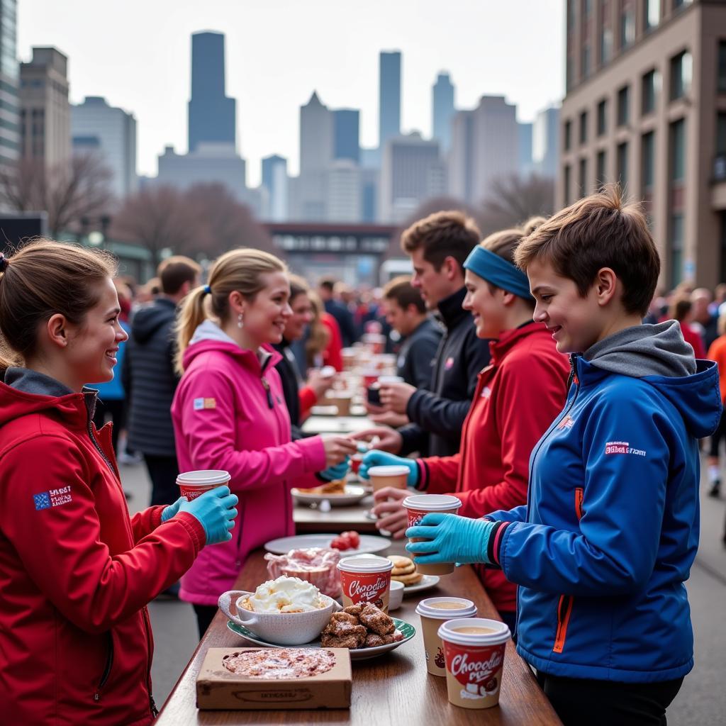 Hot Chocolate Chicago Race Participants Enjoying Post-Race Treats