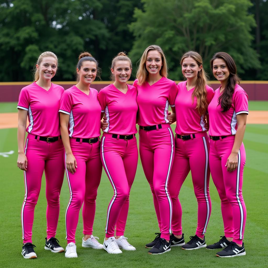 Team Photo in Hot Pink Softball Jerseys