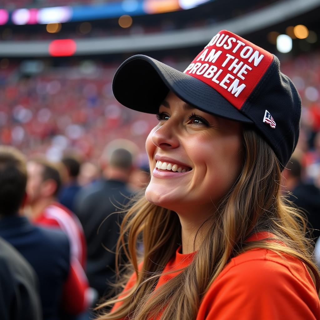 Houston I Am The Problem Hat: A Fan Wearing the Hat at a Game