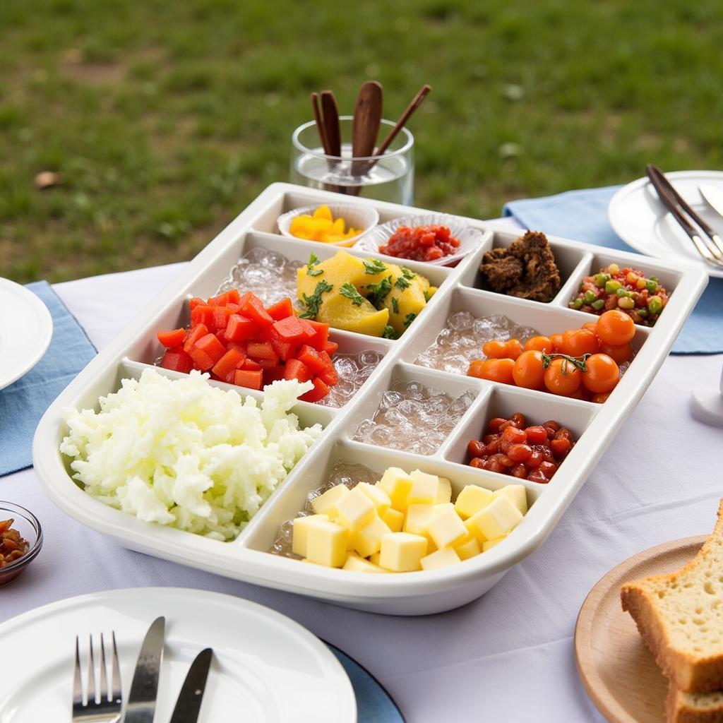 Ice Condiment Tray with Food