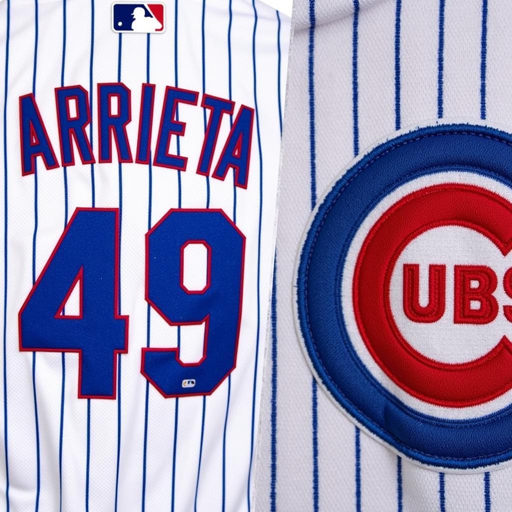 Close-up of a Jake Arrieta Cubs jersey