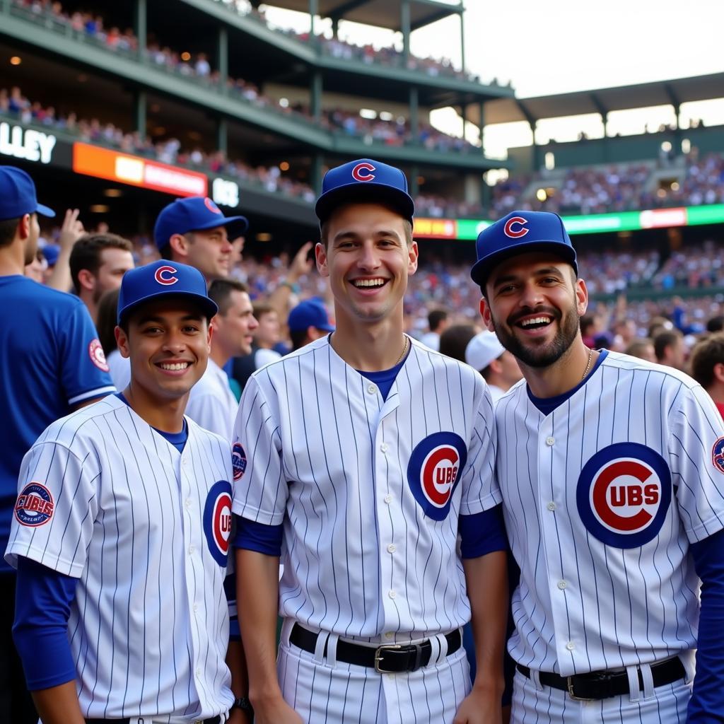 Cubs fans wearing Jake Arrieta jerseys