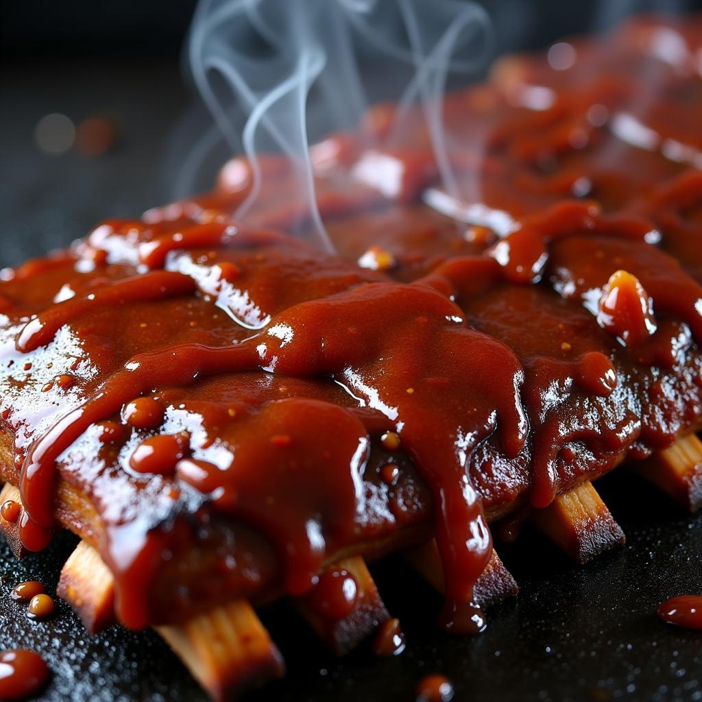 Jones Bones BBQ Sauce on Ribs