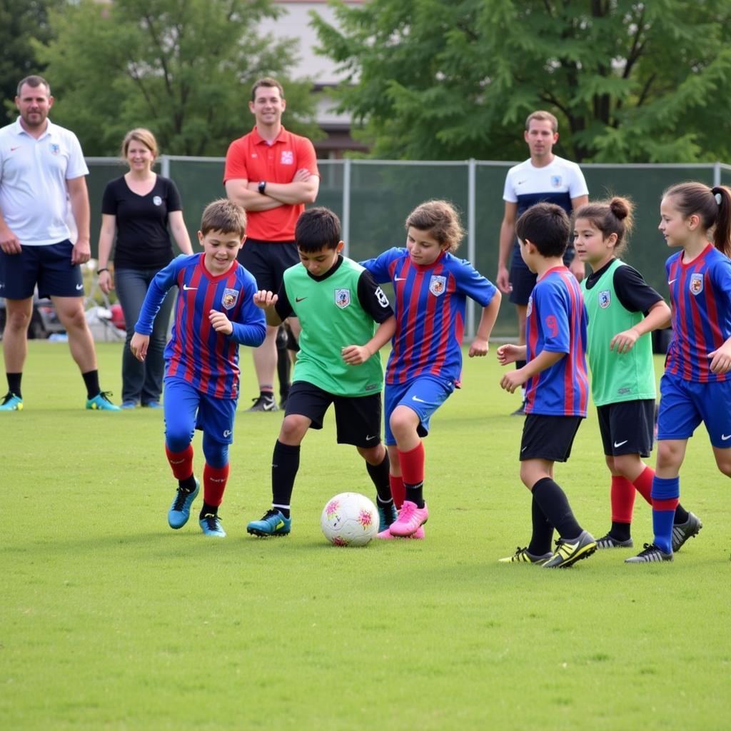 Kids playing a game in the Junior Rangers Rookie League