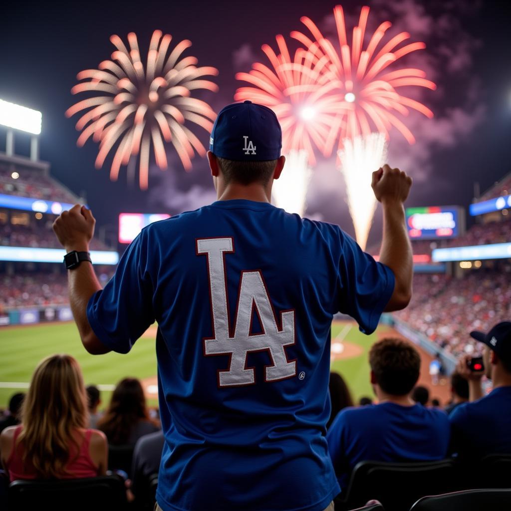 LA Dodgers Fireworks T-Shirt Fan at Dodger Stadium