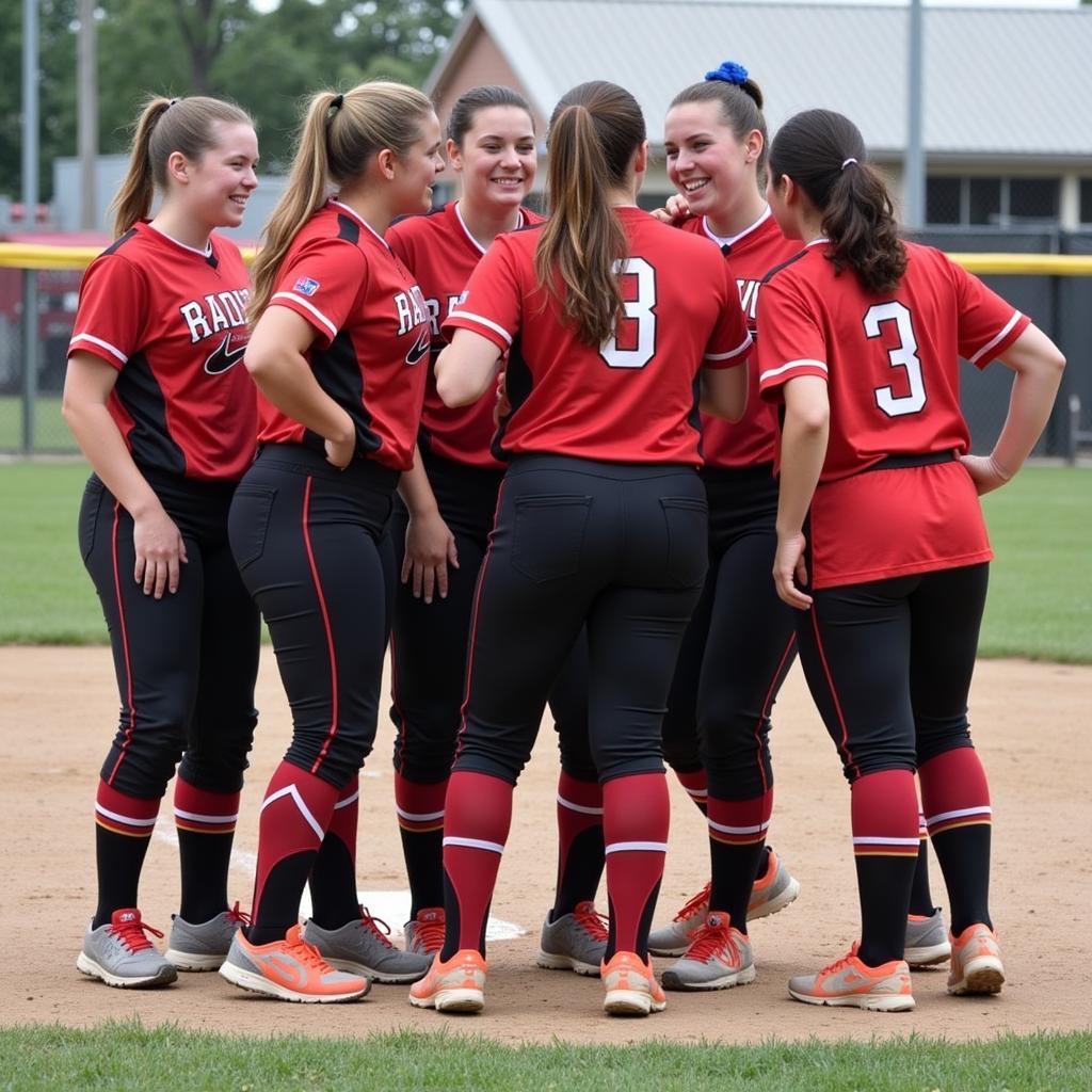 Softball Team Huddle at Lancaster Softball Showcase